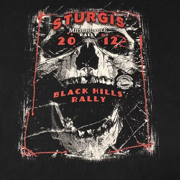 Sturgis Shirt Men 2XL Black Hills Rally 2012 Crew Neck Biker Skulls Motorcycle - Picture 3 of 7